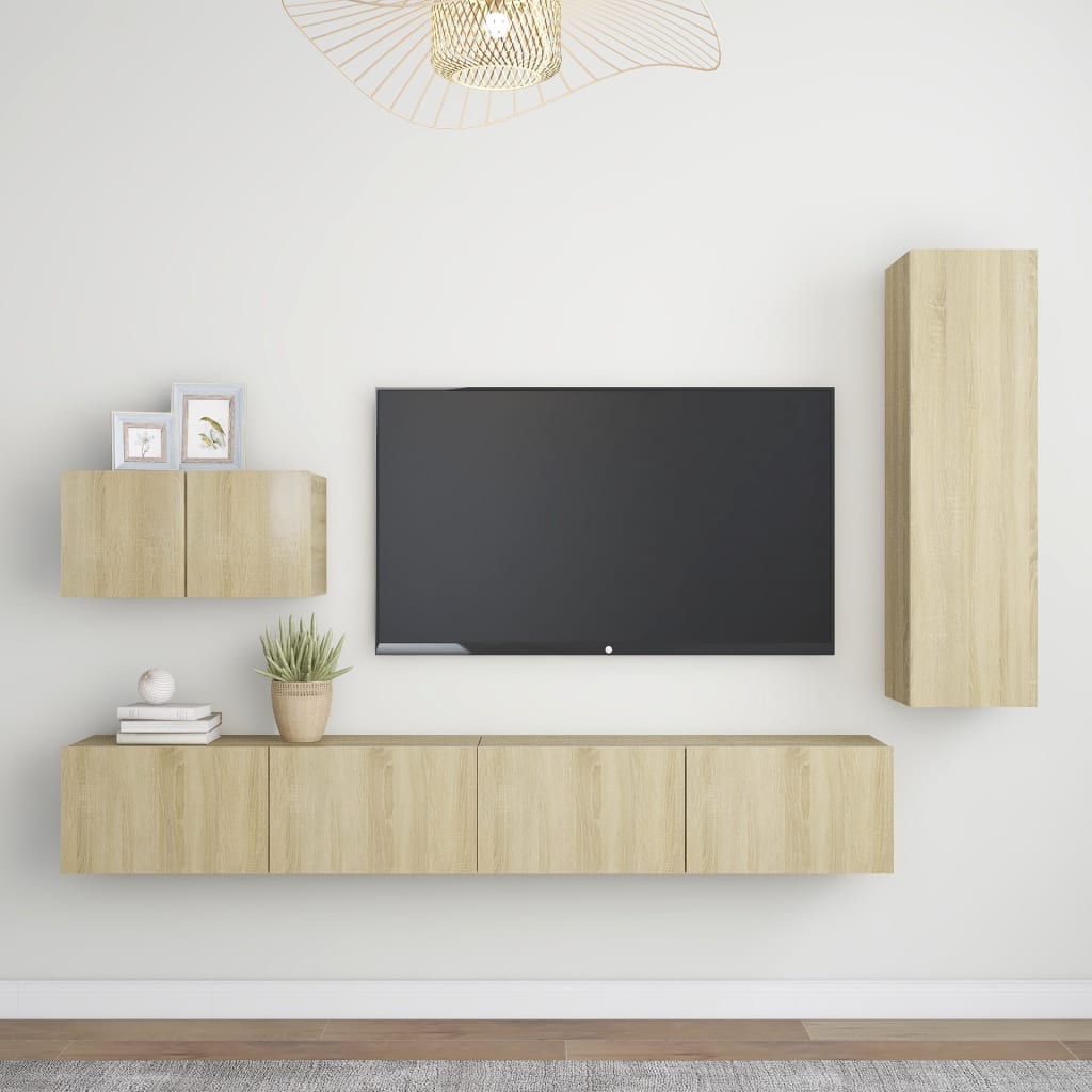 Ensemble de meubles TV 4 pcs Chêne sonoma Bois d'ingénierie - XIOS