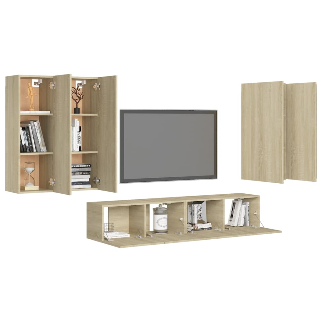 Ensemble de meuble TV 6 pcs Chêne sonoma Bois d'ingénierie - XIOS