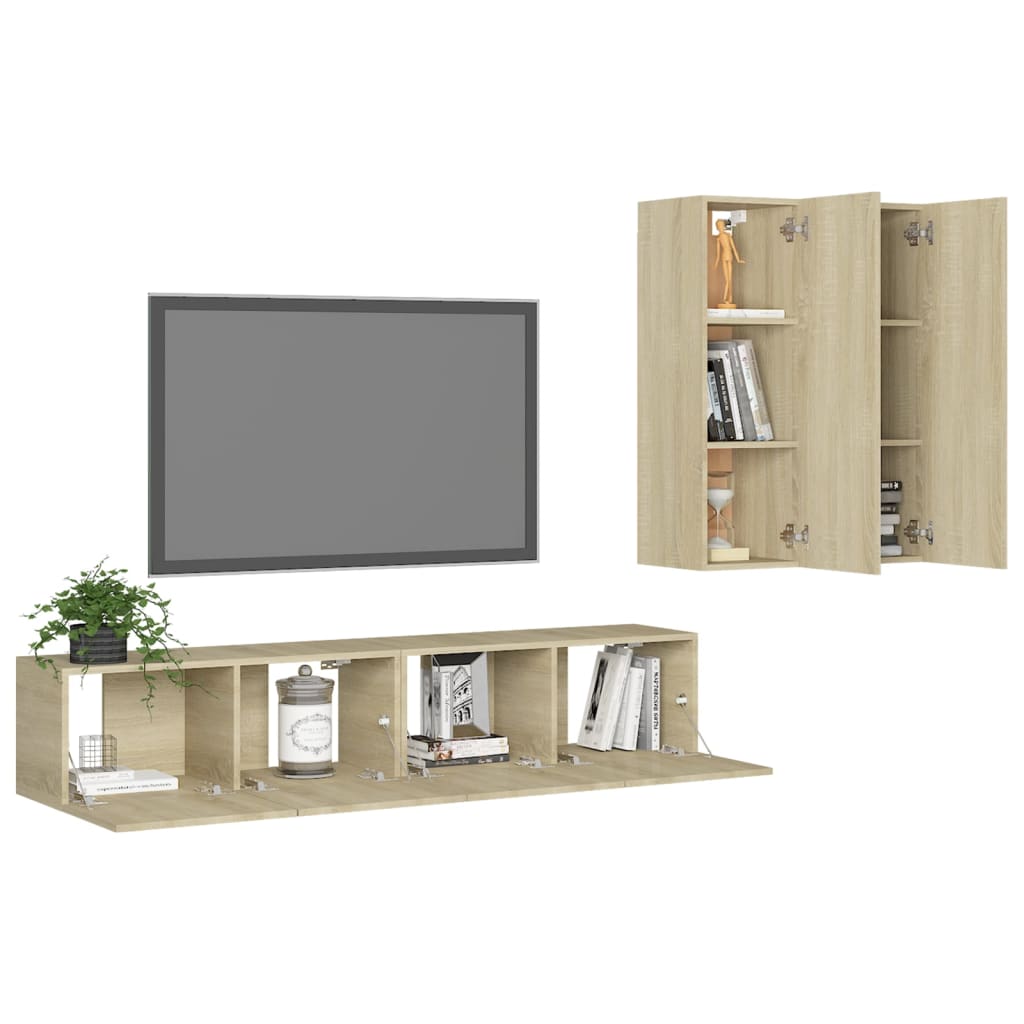 Ensemble de meubles TV 4 pcs Chêne sonoma Bois d'ingénierie - XIOS