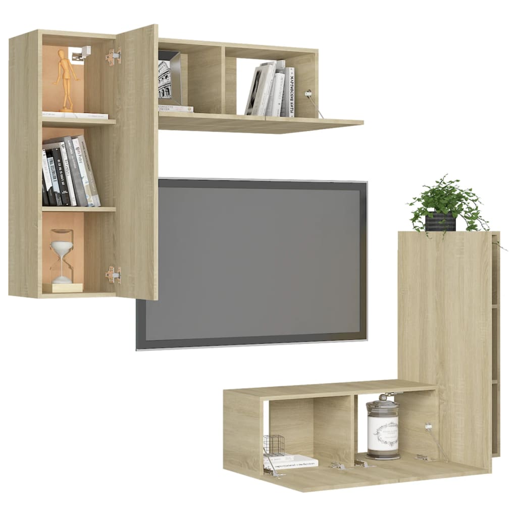Ensemble de meubles TV 4 pcs Chêne sonoma Bois d'ingénierie - XIOS