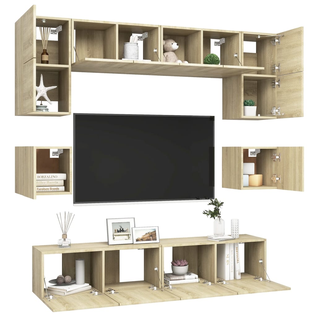 Ensemble de meuble TV 8 pcs Chêne sonoma Bois d'ingénierie - XIOS