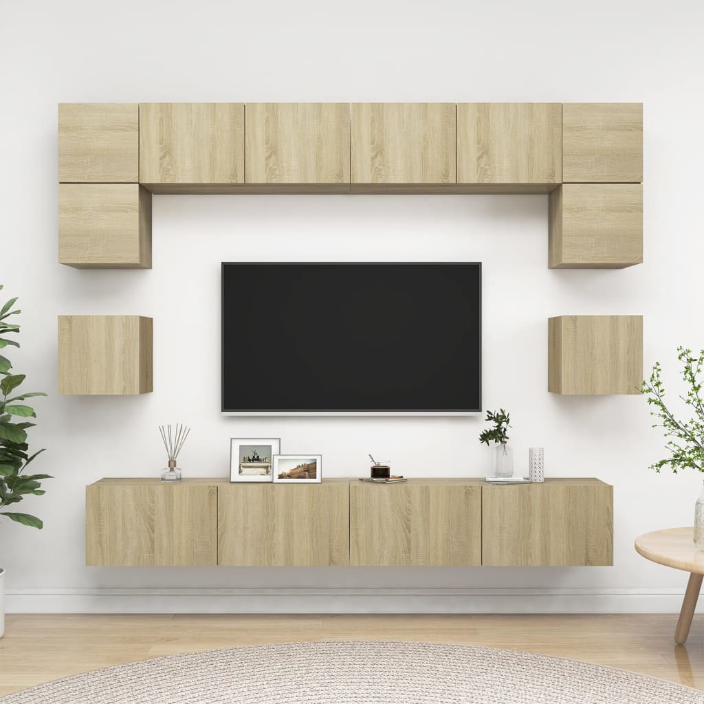 Ensemble de meuble TV 8 pcs Chêne sonoma Bois d'ingénierie - XIOS
