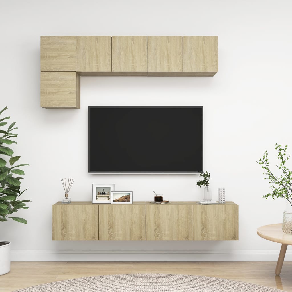 Ensemble de meuble TV 5 pcs Chêne sonoma Bois d'ingénierie - XIOS