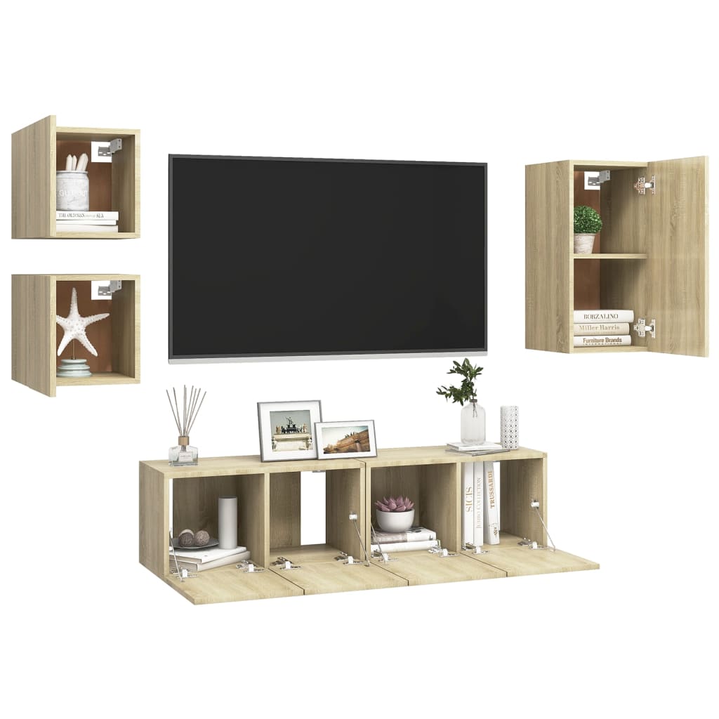 Ensemble de meubles TV 5 pcs Chêne sonoma Bois d'ingénierie - XIOS