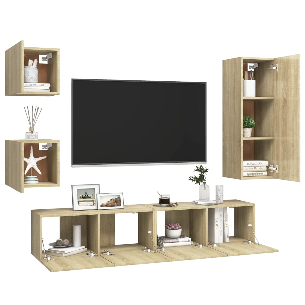 Ensemble de meuble TV 5 pcs Chêne sonoma Bois d'ingénierie - XIOS
