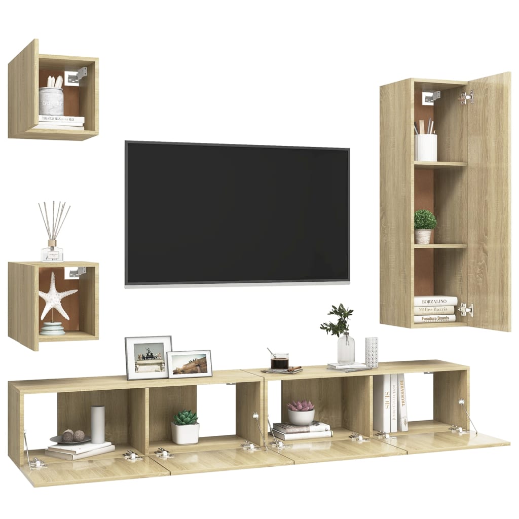 Ensemble de meubles TV 5 pcs Chêne sonoma Bois d'ingénierie - XIOS