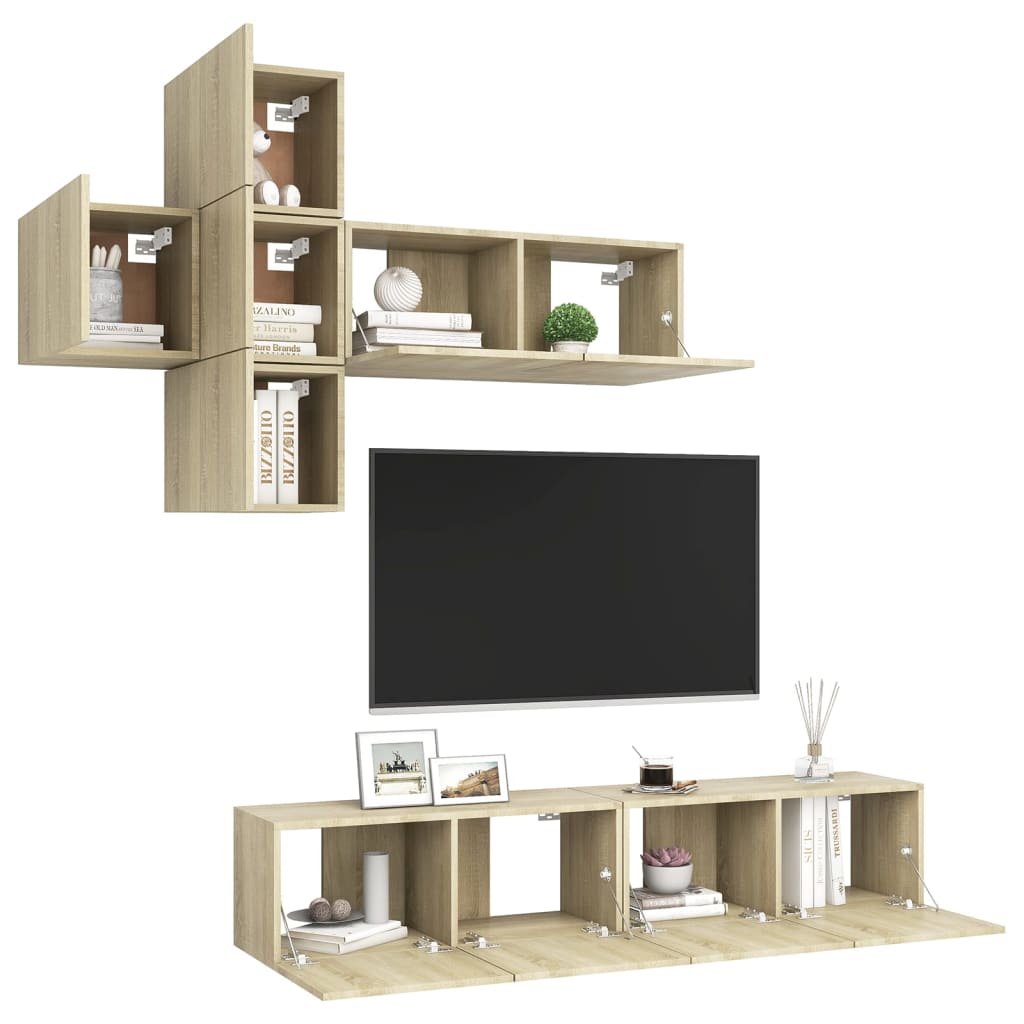 Ensemble de meuble TV 7 pcs Chêne sonoma Bois d'ingénierie - XIOS