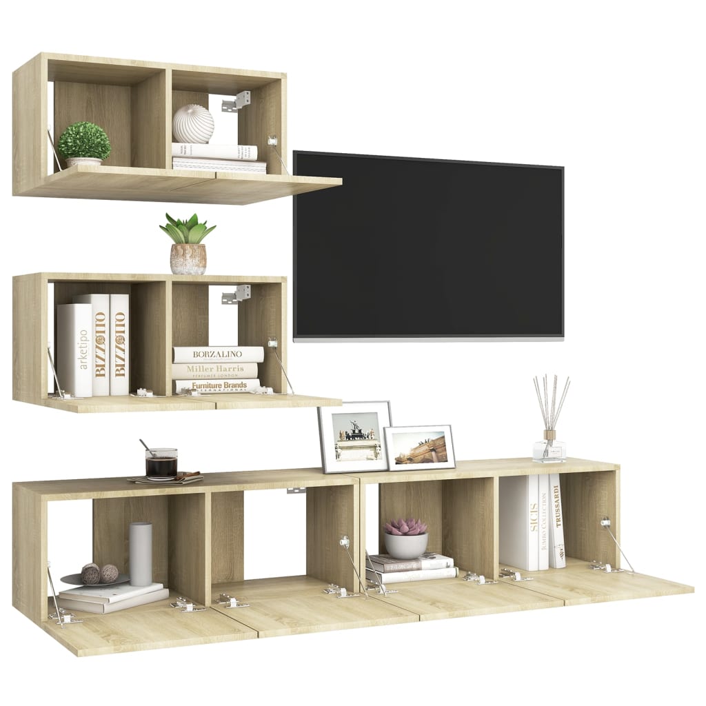 Ensemble de meubles TV 4 pcs Chêne sonoma Bois d'ingénierie - XIOS