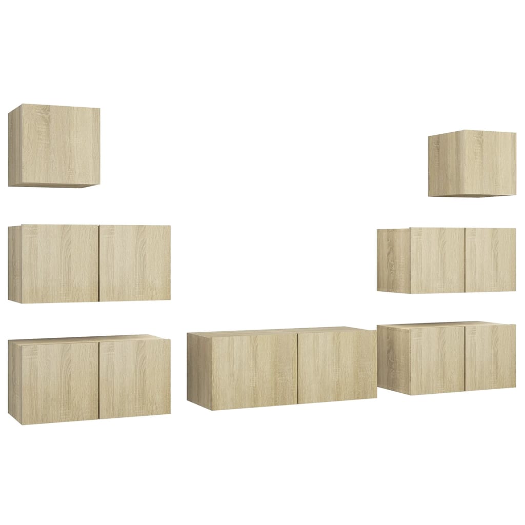 Ensemble de meuble TV 7 pcs Chêne sonoma Bois d'ingénierie - XIOS