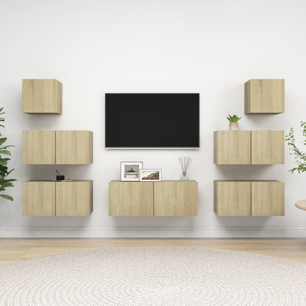 Ensemble de meuble TV 7 pcs Chêne sonoma Bois d'ingénierie - XIOS