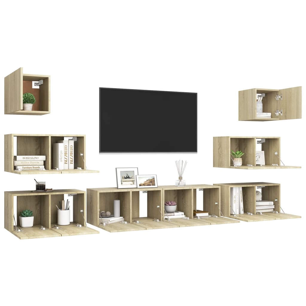 Ensemble de meubles TV 8 pcs Chêne sonoma Bois d'ingénierie - XIOS