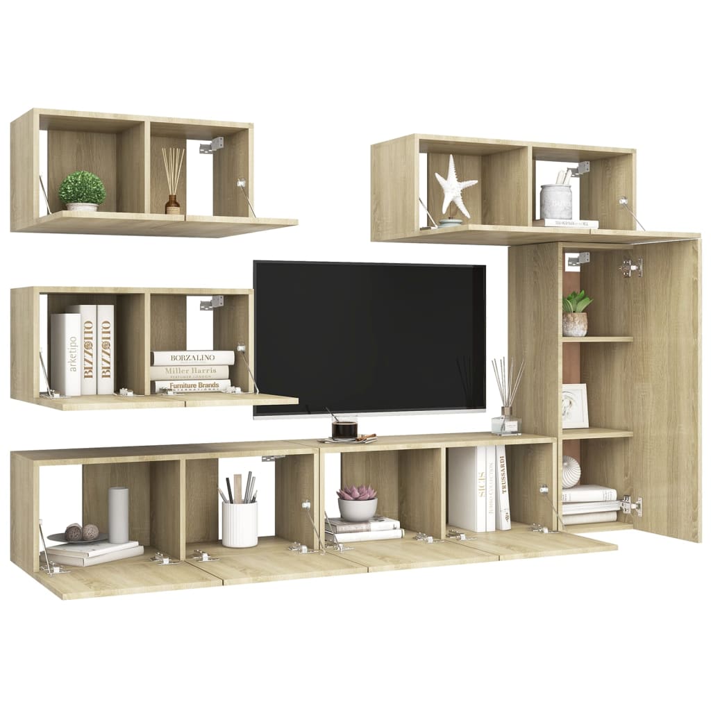 Ensemble de meuble TV 6 pcs Chêne sonoma Bois d'ingénierie - XIOS