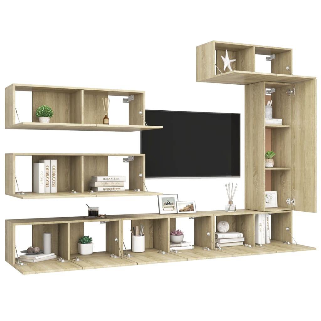 Ensemble de meuble TV 7 pcs Chêne sonoma Bois d'ingénierie - XIOS