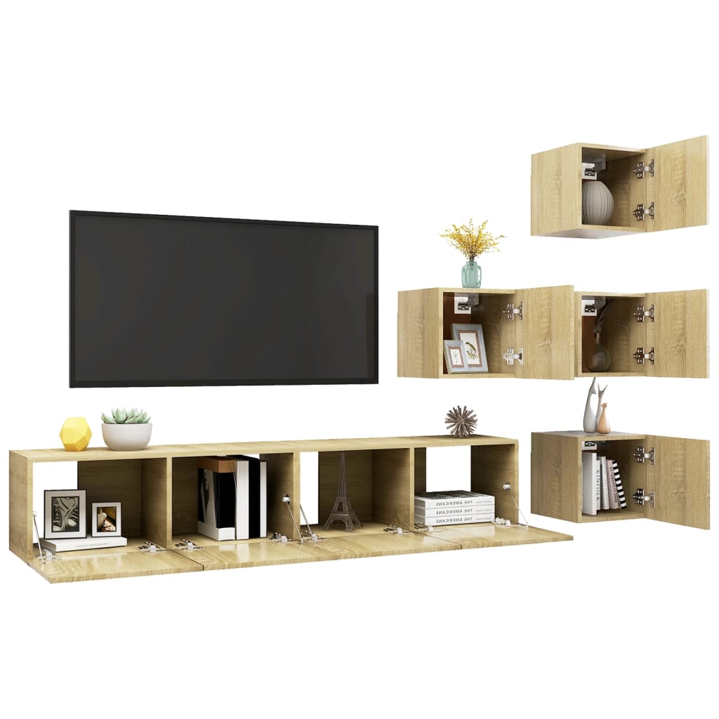 Ensemble de meuble TV 6 pcs Chêne sonoma Bois d'ingénierie - XIOS