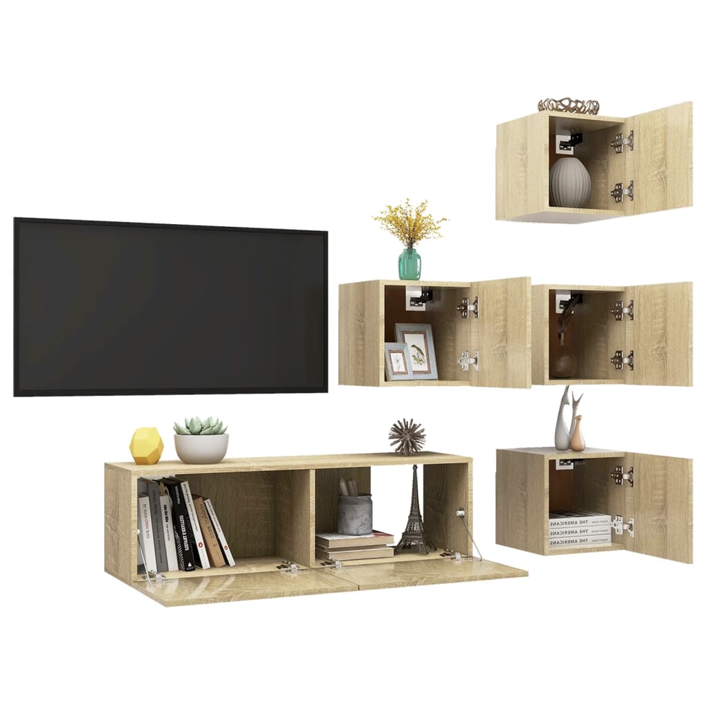 Ensemble de meubles TV 5 pcs Chêne sonoma Bois d'ingénierie - XIOS