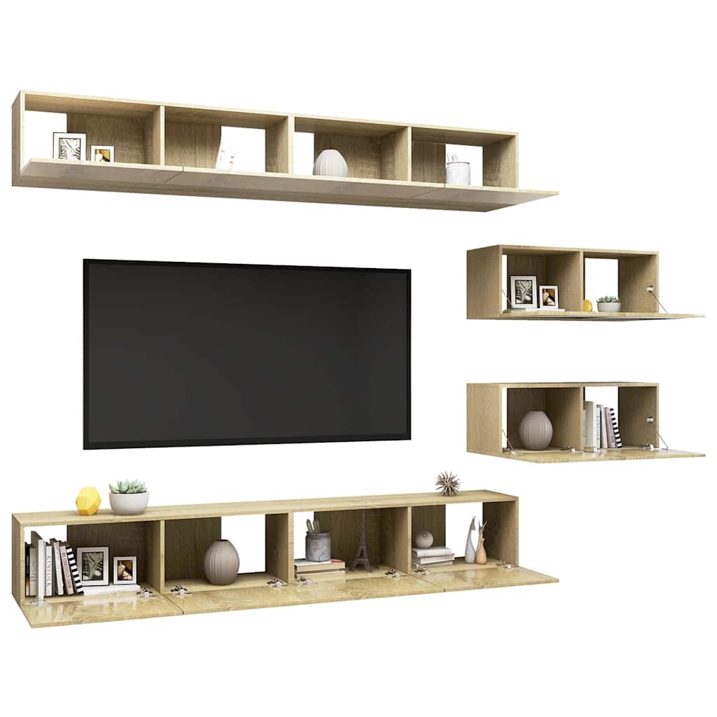 Ensemble de meuble TV 6 pcs Chêne sonoma Bois d'ingénierie - XIOS
