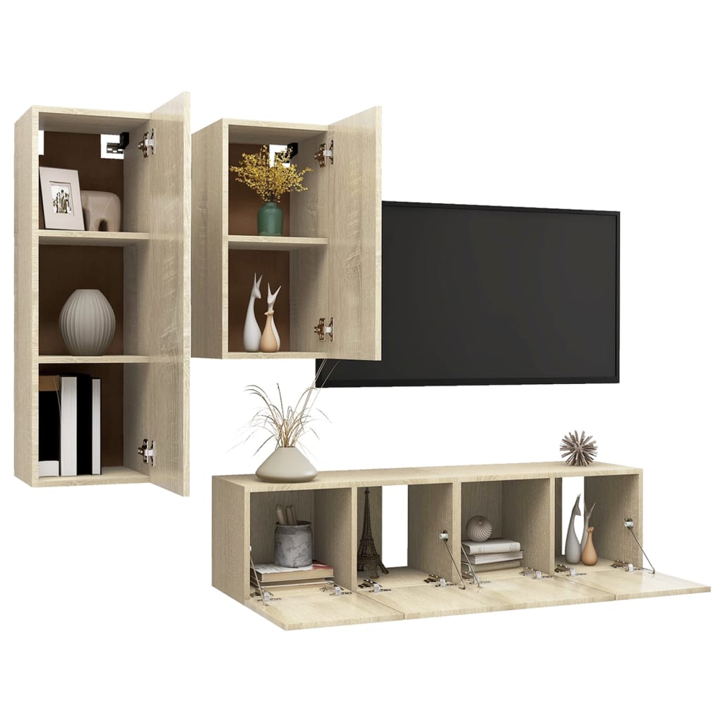 Ensemble de meubles TV 4 pcs Chêne sonoma Bois d'ingénierie - XIOS