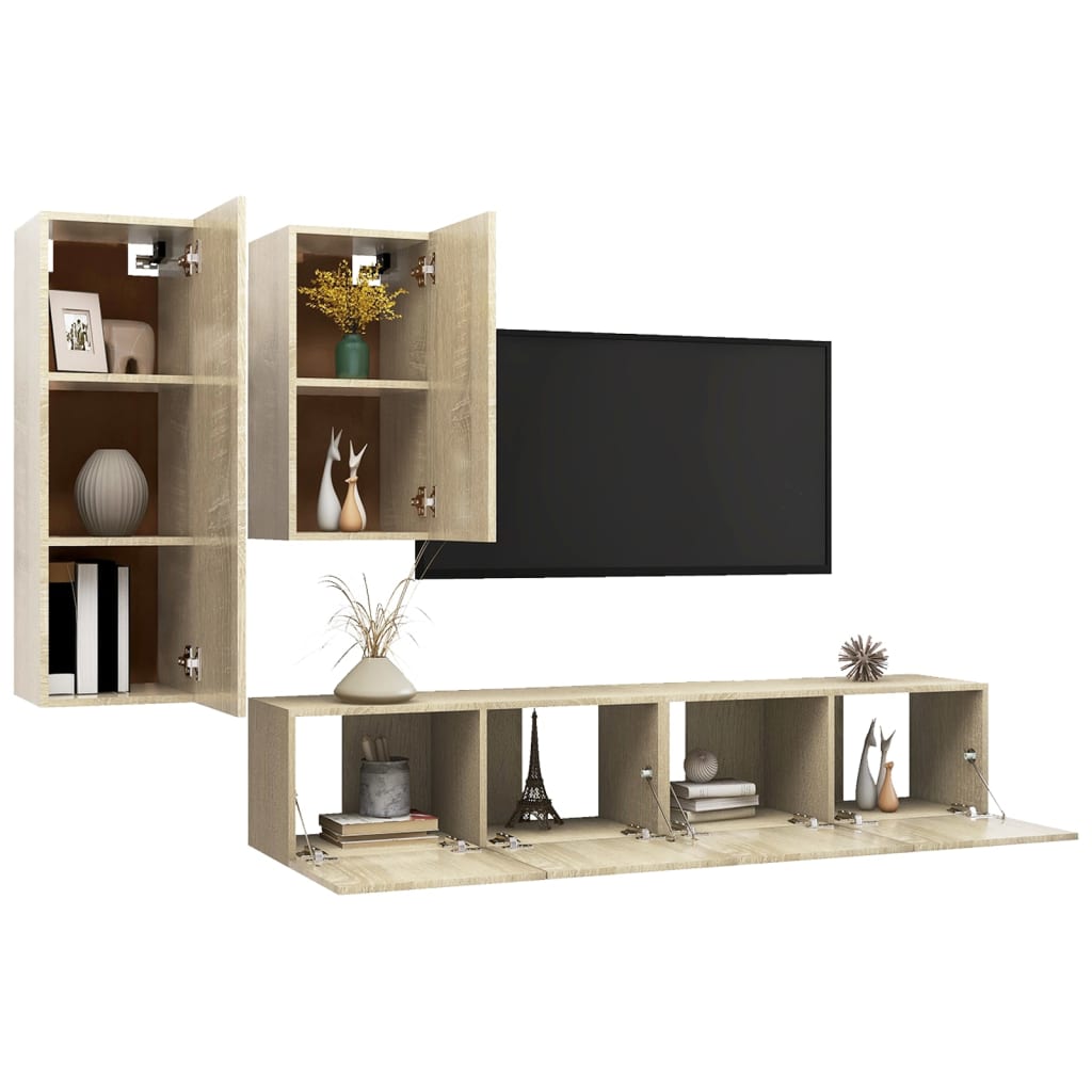 Ensemble de meubles TV 4 pcs Chêne sonoma Bois d'ingénierie - XIOS