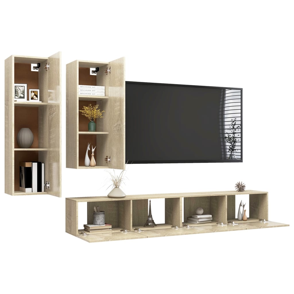 Ensemble de meubles TV 4 pcs Chêne sonoma Bois d'ingénierie - XIOS