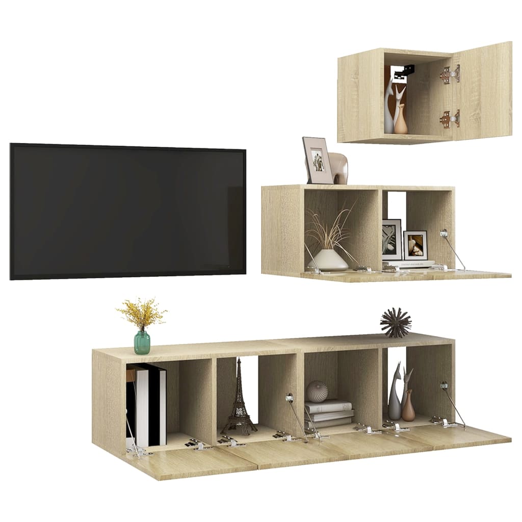 Ensemble de meubles TV 4 pcs Chêne sonoma Bois d'ingénierie - XIOS