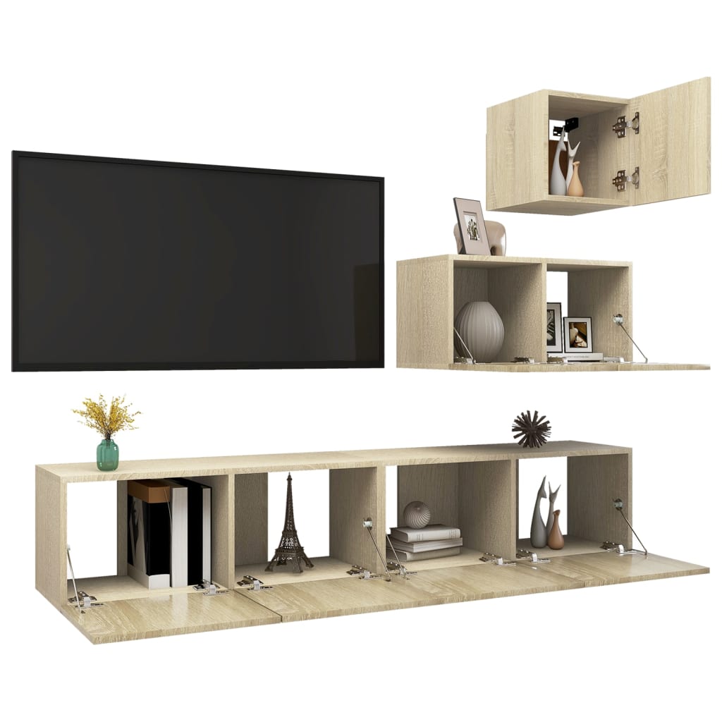 Ensemble de meuble TV 4 pcs Chêne sonoma Bois d'ingénierie - XIOS