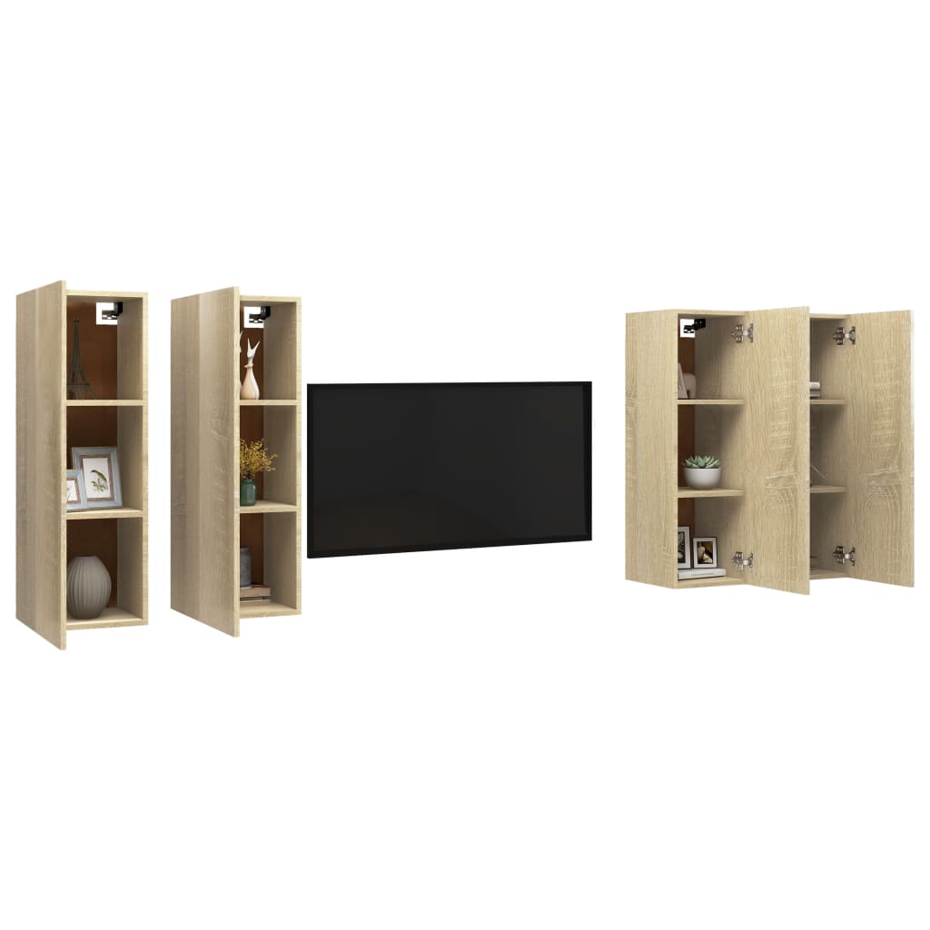 Meubles TV 4 pcs Chêne sonoma 30,5x30x90 cm Bois d'ingénierie - XIOS