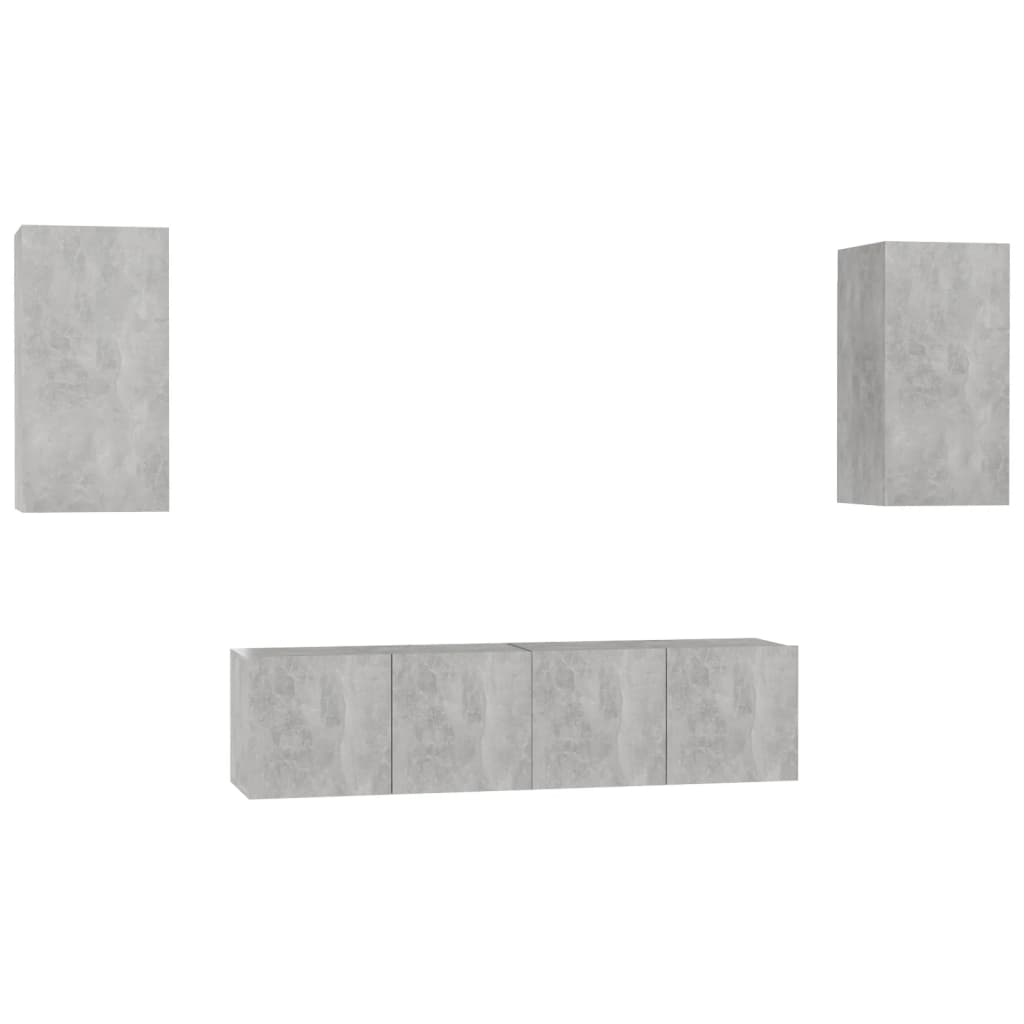Ensemble de meubles TV 4 pcs Gris béton Bois d'ingénierie - XIOS