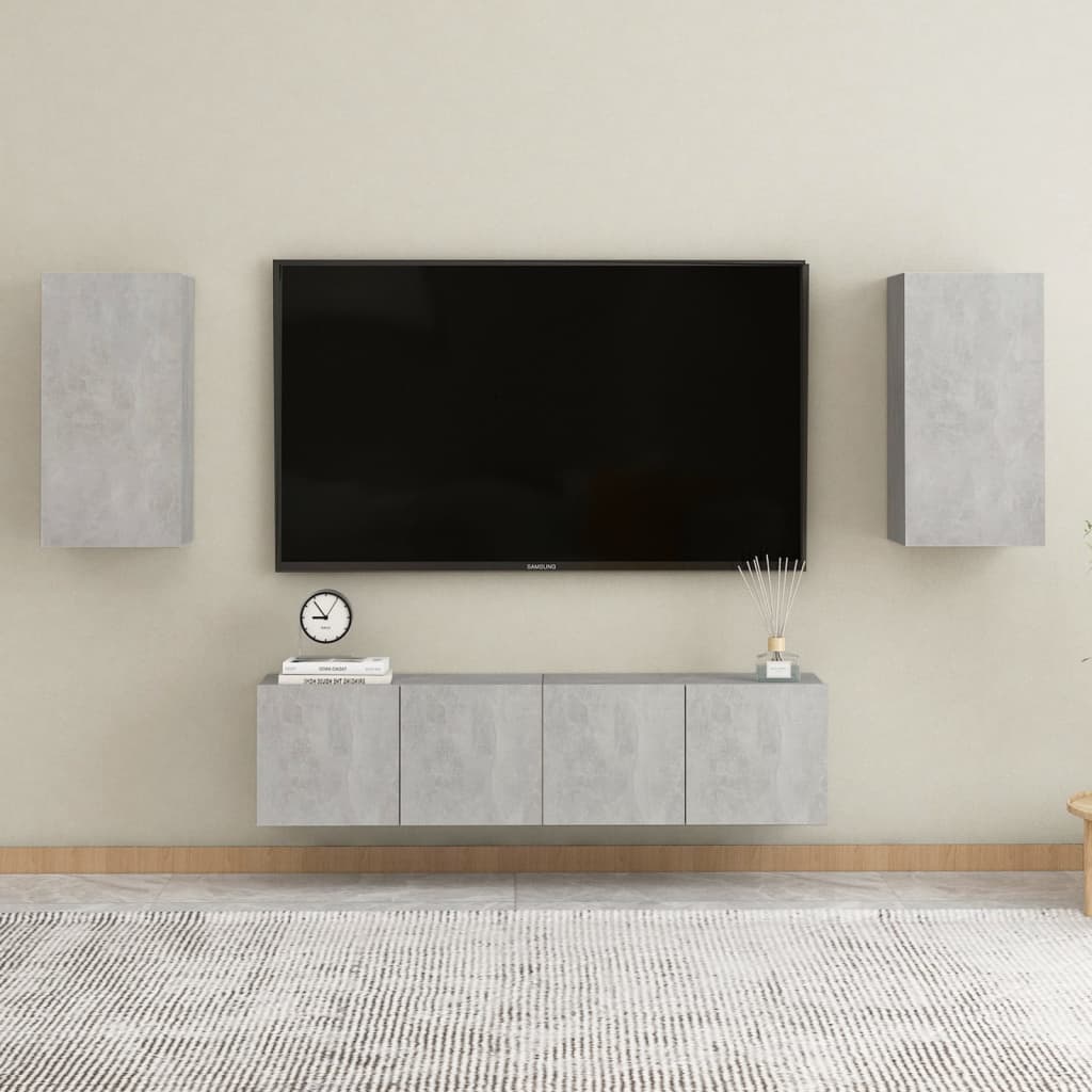 Ensemble de meubles TV 4 pcs Gris béton Bois d'ingénierie - XIOS