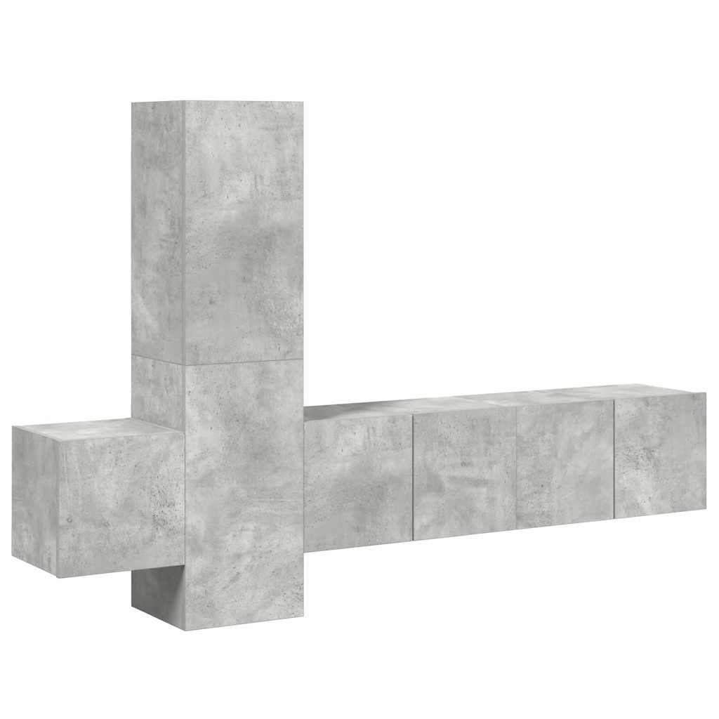 Ensemble de meubles TV 5 pcs Gris béton Bois d'ingénierie - XIOS