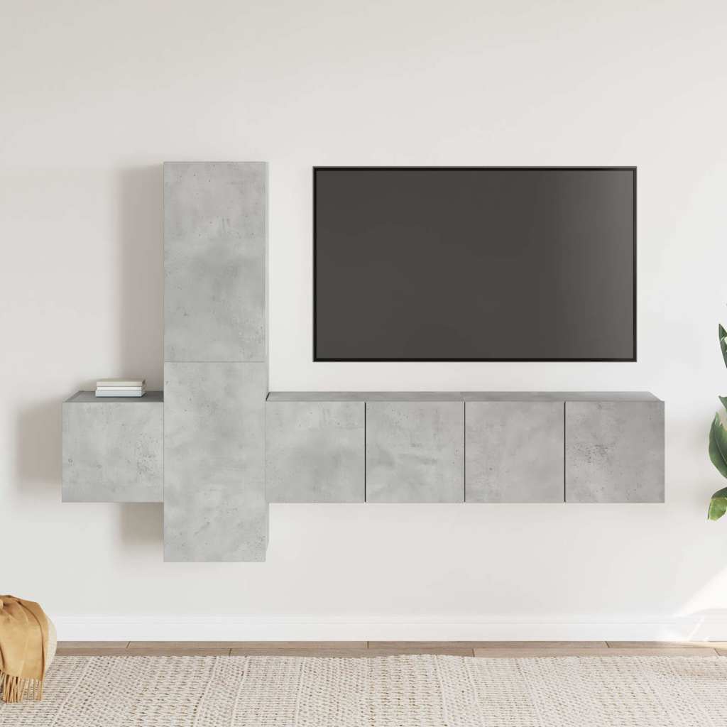 Ensemble de meubles TV 5 pcs Gris béton Bois d'ingénierie - XIOS