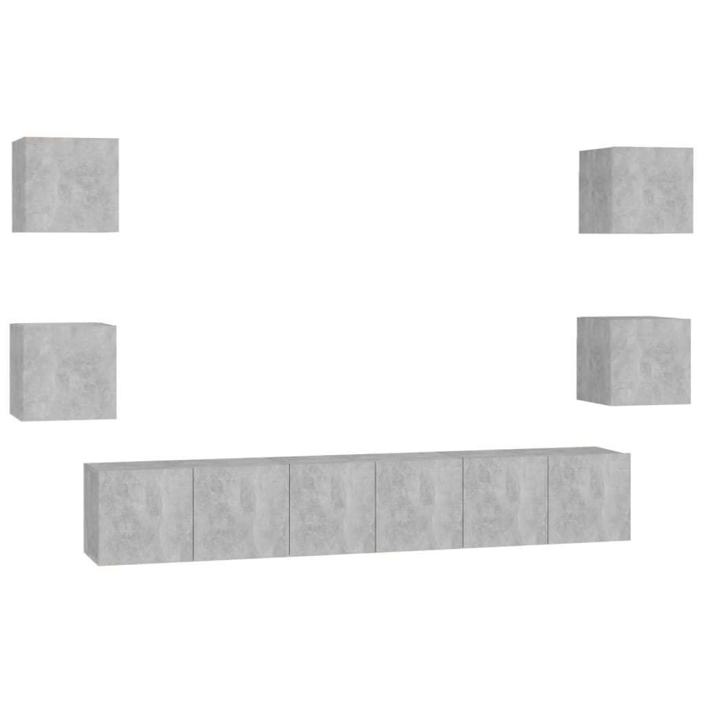 Ensemble de meubles TV 7 pcs Gris béton Bois d'ingénierie - XIOS