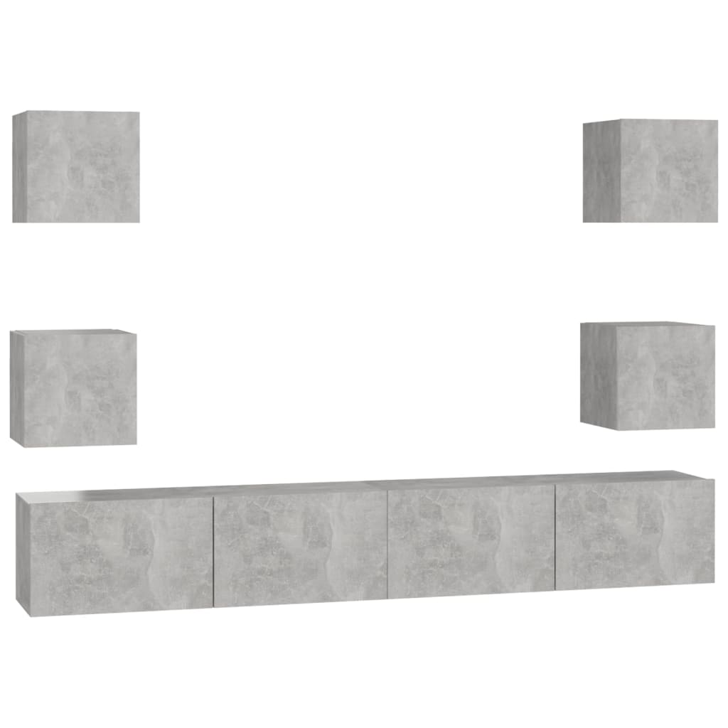 Ensemble de meubles TV 6 pcs Gris béton Bois d'ingénierie - XIOS