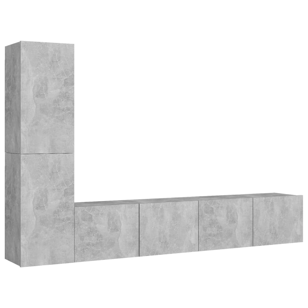 Ensemble de meubles TV 4 pcs Gris béton Bois d'ingénierie - XIOS