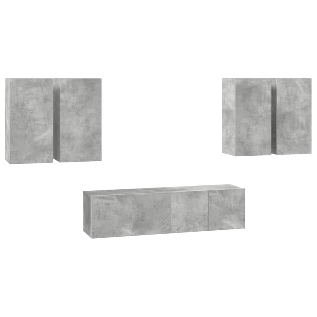 Ensemble de meuble TV 6 pcs Gris béton Bois d'ingénierie - XIOS
