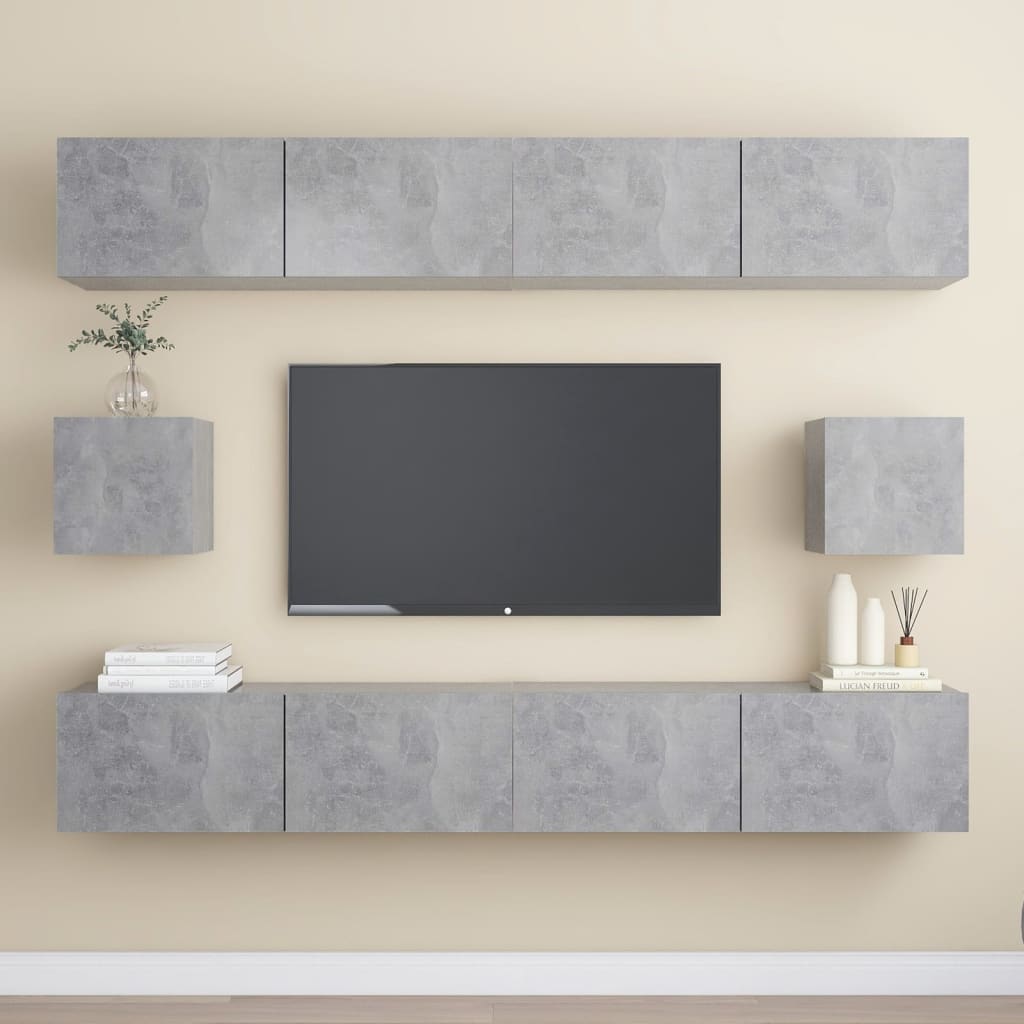Ensemble de meubles TV 6 pcs Gris béton Bois d'ingénierie - XIOS