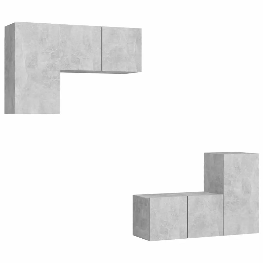 Ensemble de meubles TV 4 pcs Gris béton Bois d’ingénierie - XIOS
