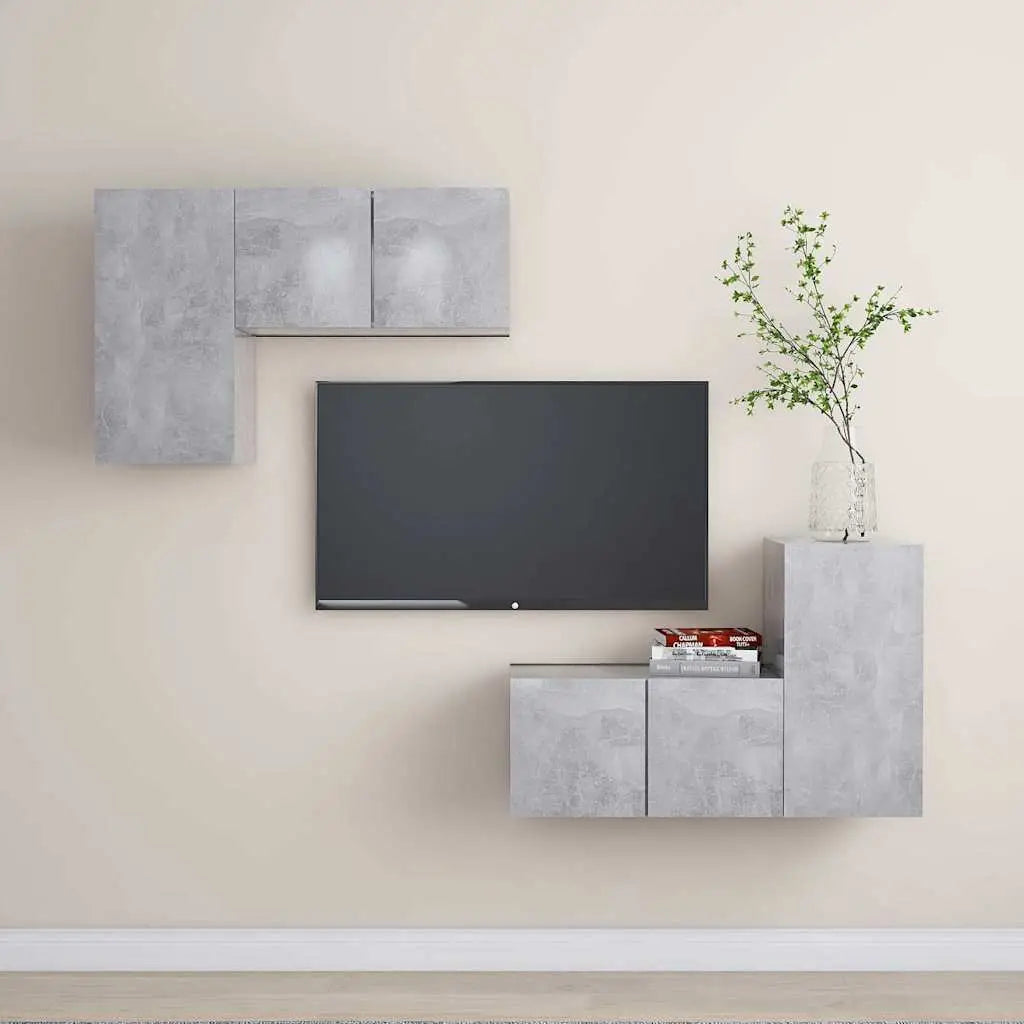 Ensemble de meubles TV 4 pcs Gris béton Bois d’ingénierie - XIOS