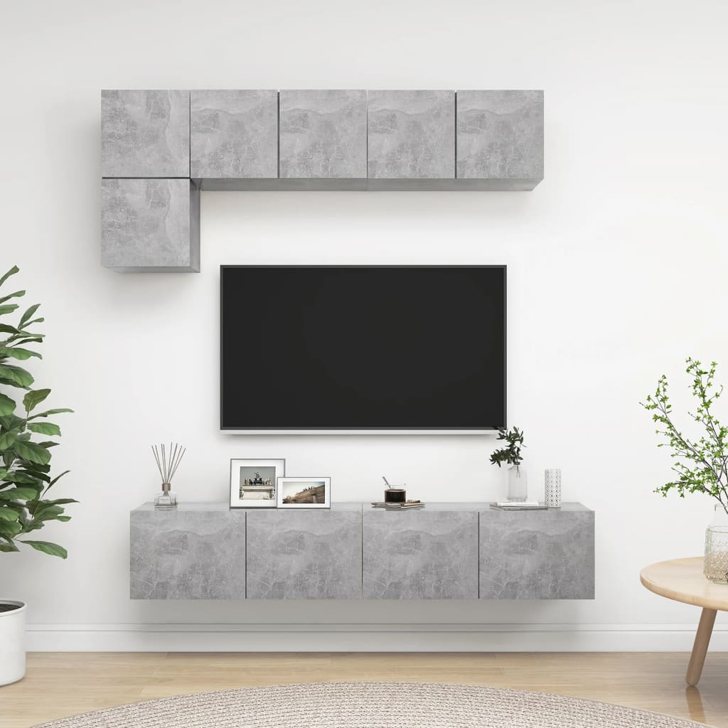 Ensemble de meubles TV 5 pcs Gris béton Bois d'ingénierie - XIOS