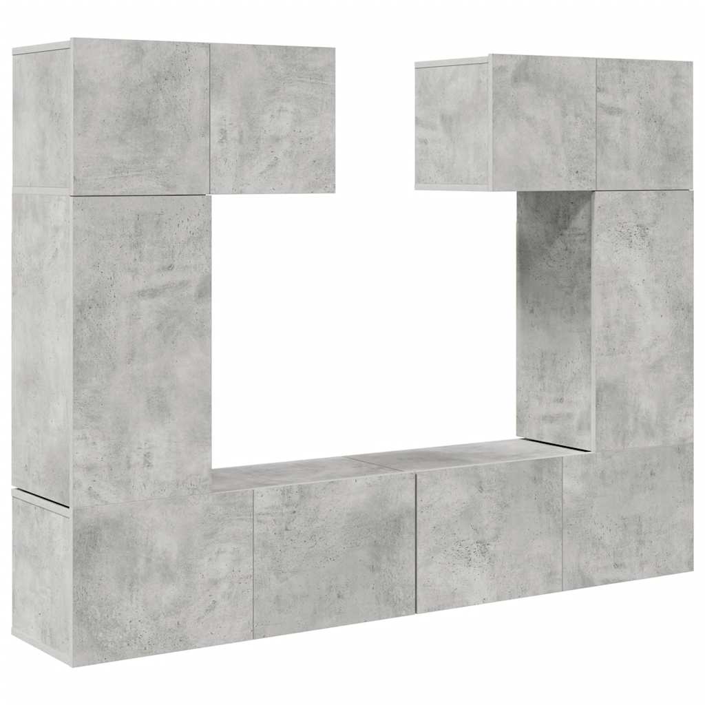 Ensemble de meuble TV 6 pcs Gris béton Bois d'ingénierie - XIOS