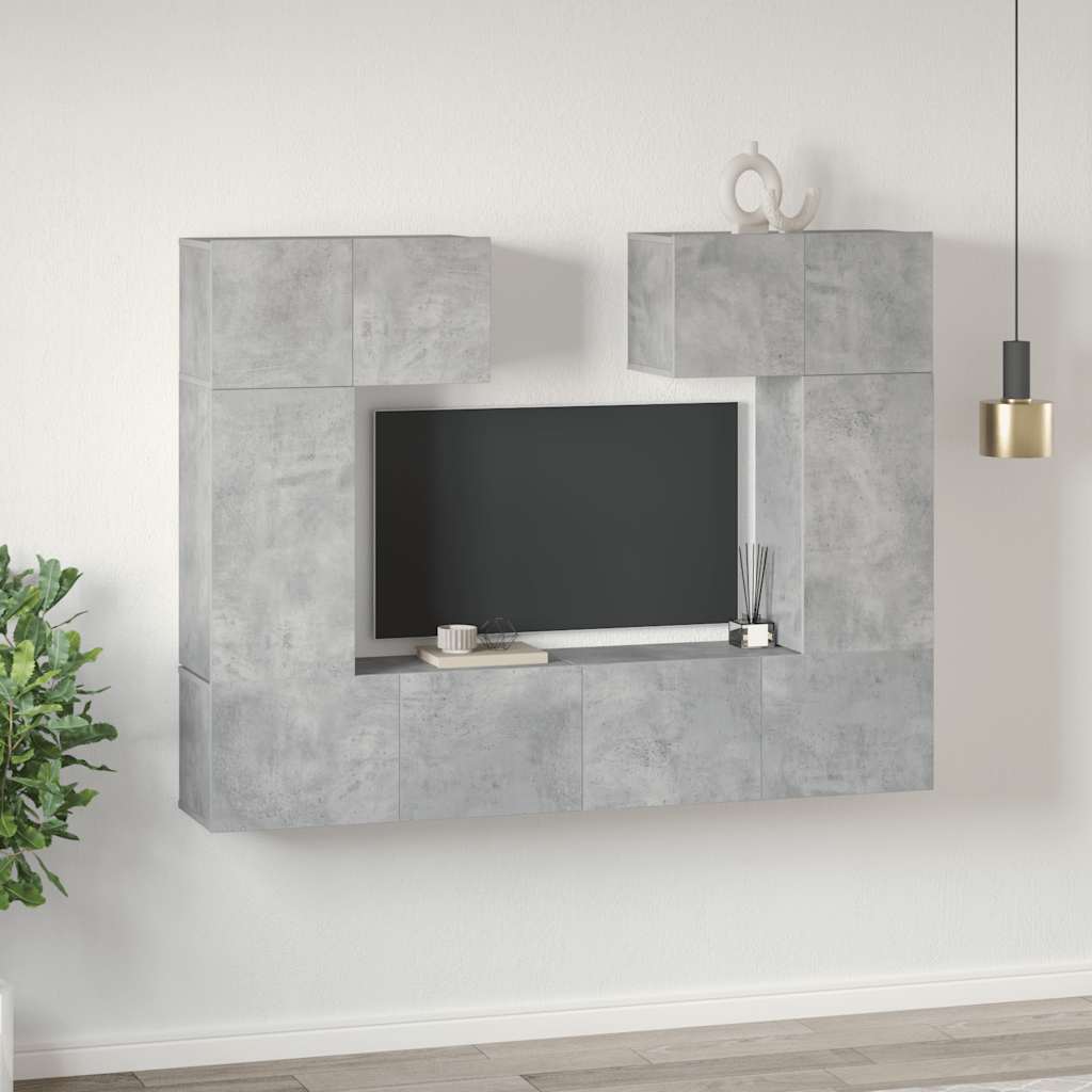 Ensemble de meuble TV 6 pcs Gris béton Bois d'ingénierie - XIOS