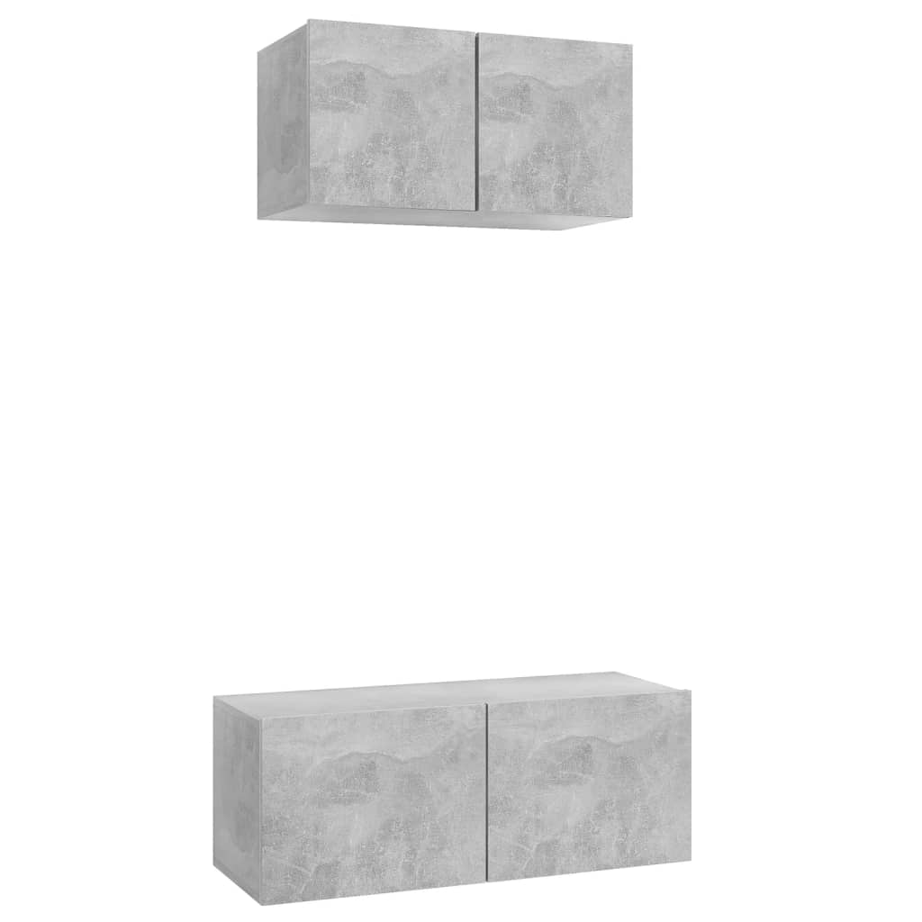 Ensemble de meubles TV 2 pcs Gris béton Bois d'ingénierie - XIOS