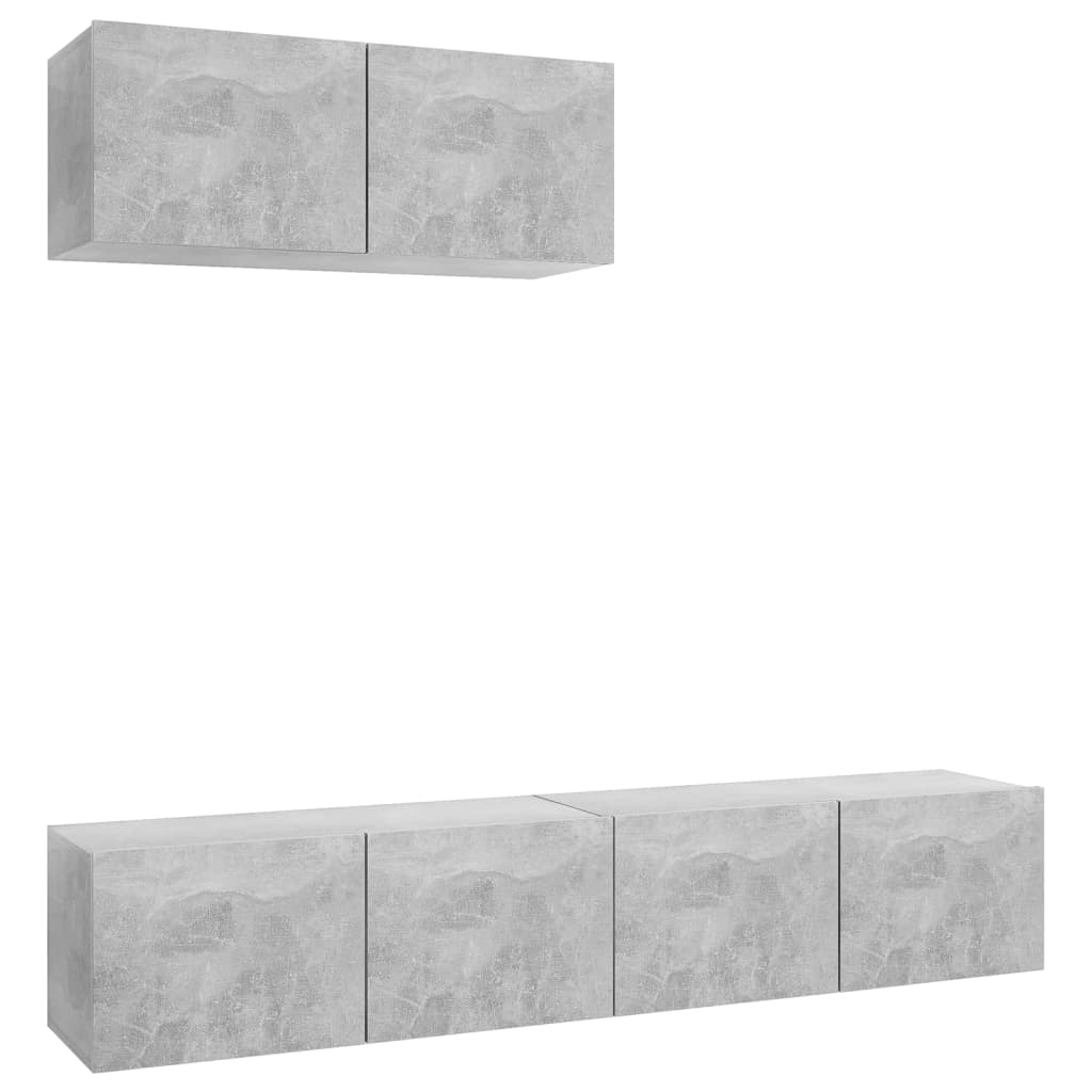 Meubles TV 3 pcs Gris béton Bois d'ingénierie - XIOS