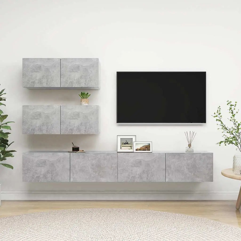Ensemble de meubles TV 4 pcs Gris béton Bois d’ingénierie - XIOS