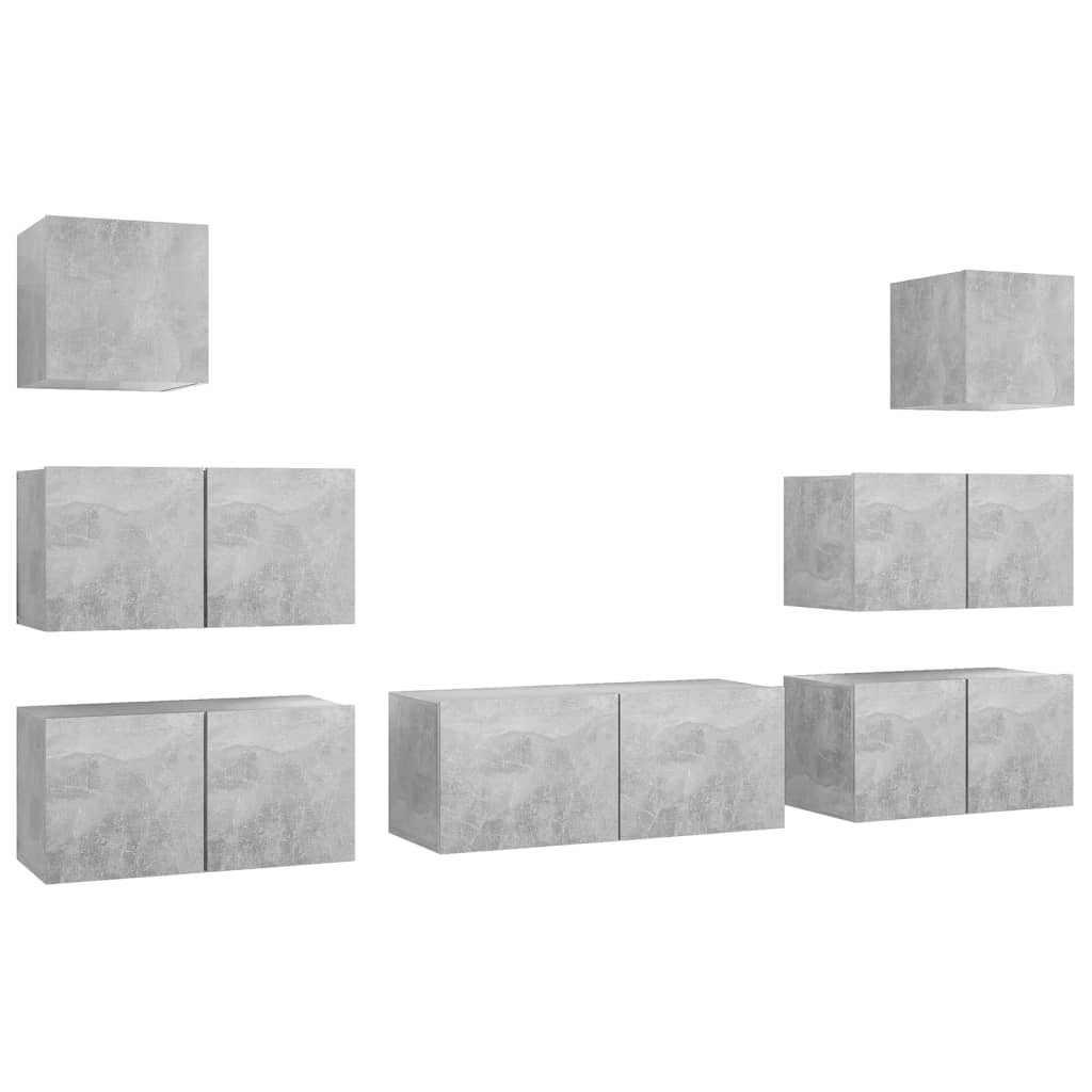 Ensemble de meubles TV 7 pcs Gris béton Bois d'ingénierie - XIOS