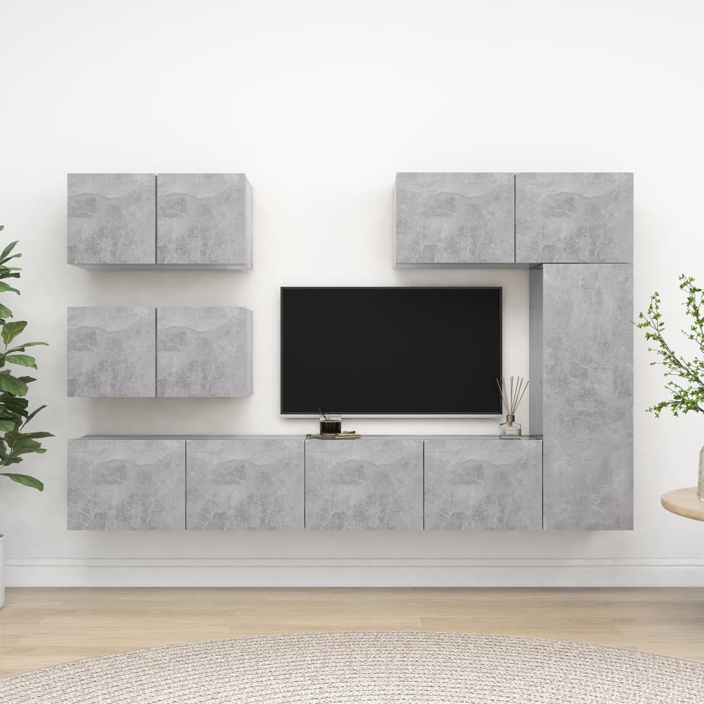 Ensemble de meubles TV 6 pcs Gris béton Bois d'ingénierie - XIOS