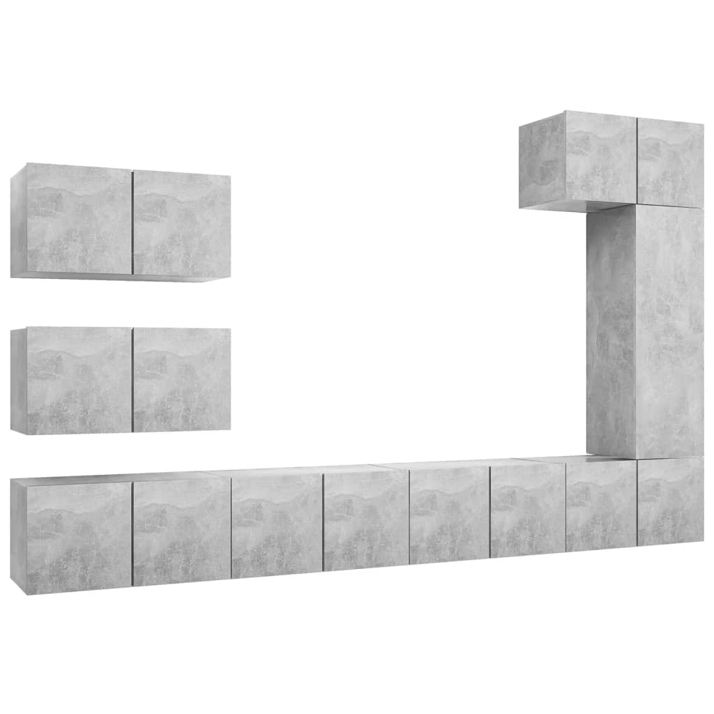 Ensemble de meubles TV 8 pcs Gris béton Bois d'ingénierie - XIOS
