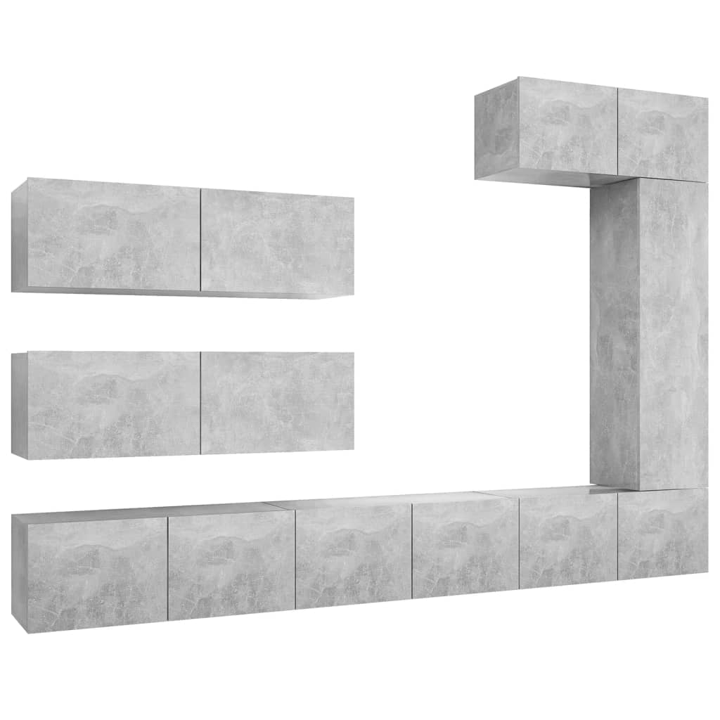 Ensemble de meubles TV 7 pcs Gris béton Bois d'ingénierie - XIOS