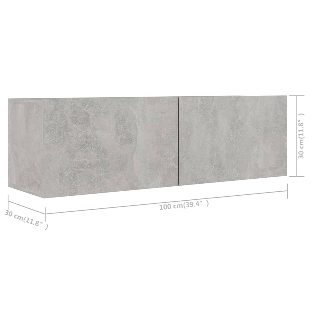 Ensemble de meuble TV 5 pcs Gris béton Bois d'ingénierie - XIOS