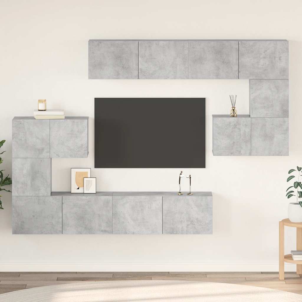 Ensemble de meubles TV 8 pcs Gris béton Bois d'ingénierie - XIOS