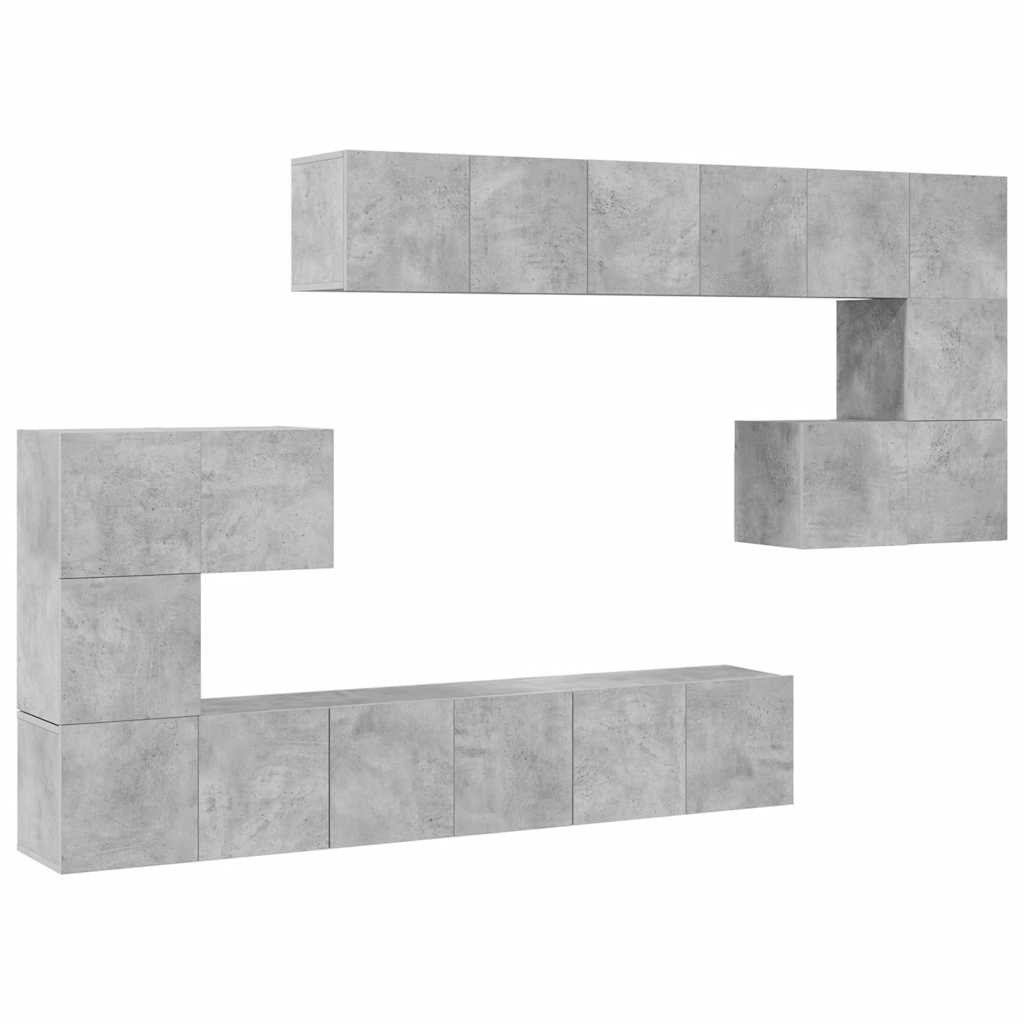 Ensemble de meubles TV 10 pcs Gris béton Bois d'ingénierie - XIOS